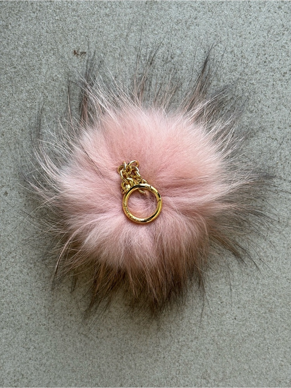 Michael Kors Pink/Brown Ombré Real Fox Fur Pom-Pom Gold Tone Keychain Charm NWOT
